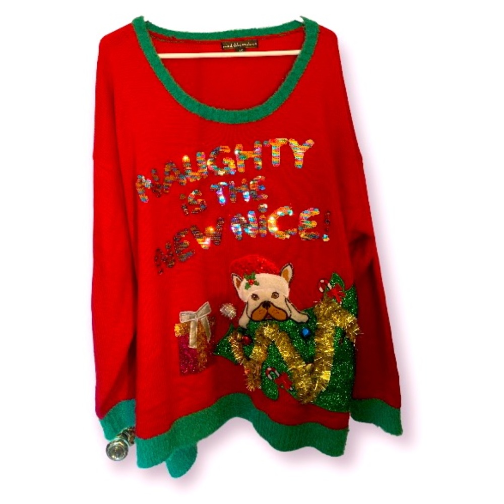 United States Sweater “Naughty is the New Nice” women’s sweater size 2XL, red